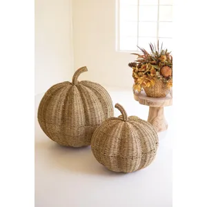 Set of 2 Giant Woven Vine Pumpkins 4