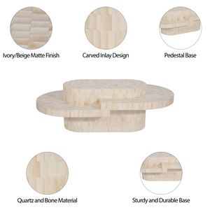 WOOD, 49" CARVED INLAY COFFEE TABLE, NATURAL 8