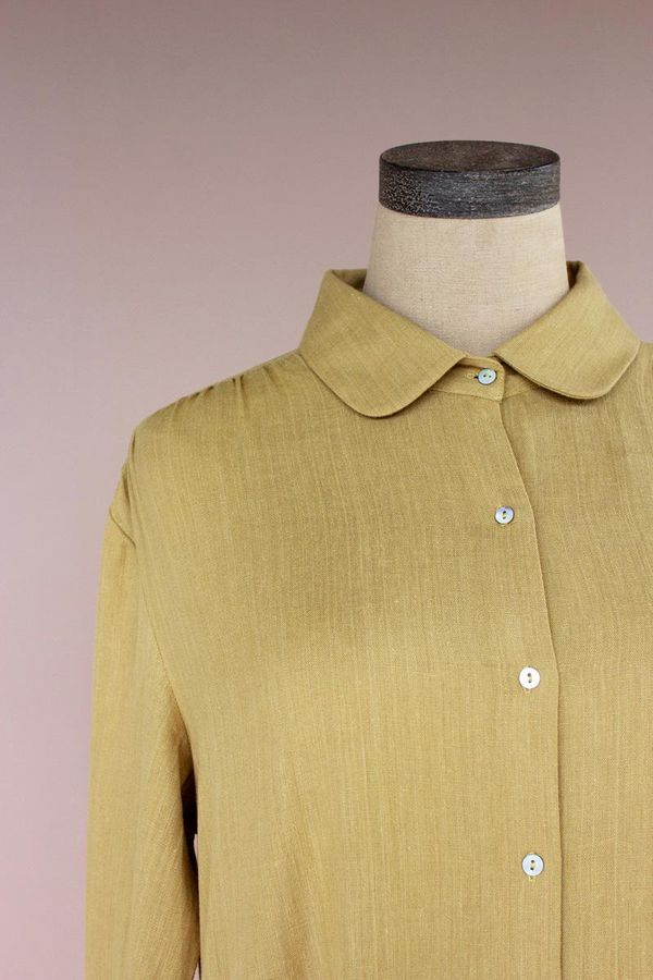 Long-Sleeve Buttondown Dress with Pockets - Pistachio