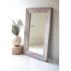 Recycled White-Washed Wood Framed Mirror 1