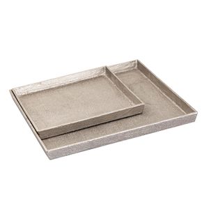 Square Linen Texture Tray - Set of 2 Nickel 2