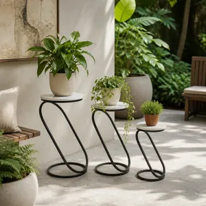BENTONHAM SET OF 3 WHITE PLANT STANDS 21 (IN) 9