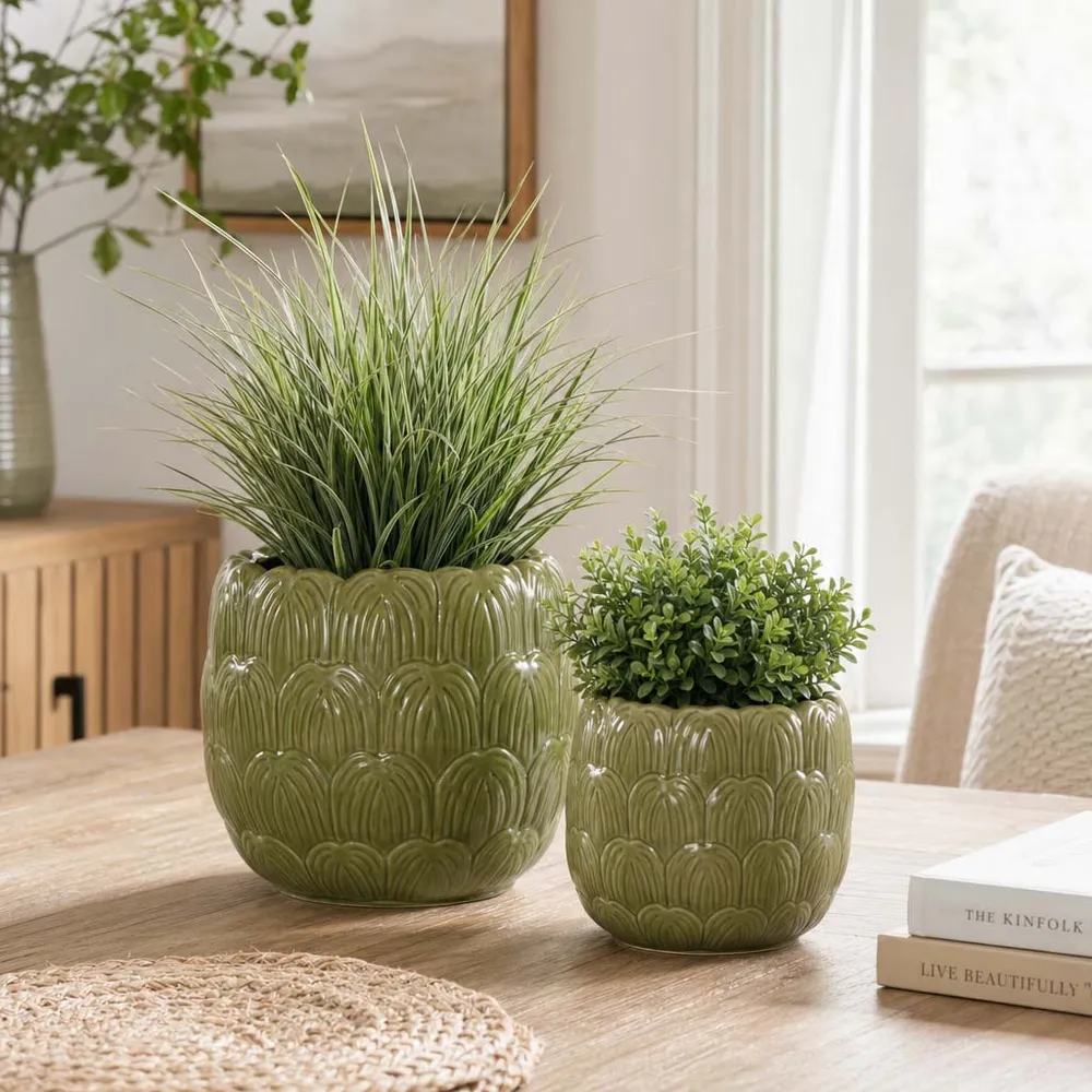 TATUMWOOD SET OF 2 GREEN PLANTER 7 (IN)