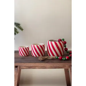 Set of 3 Concrete Candy Cane Planters 2