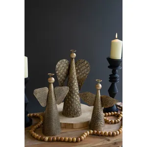 Set of 3 Antique Gold Table Top Christmas Angels 1