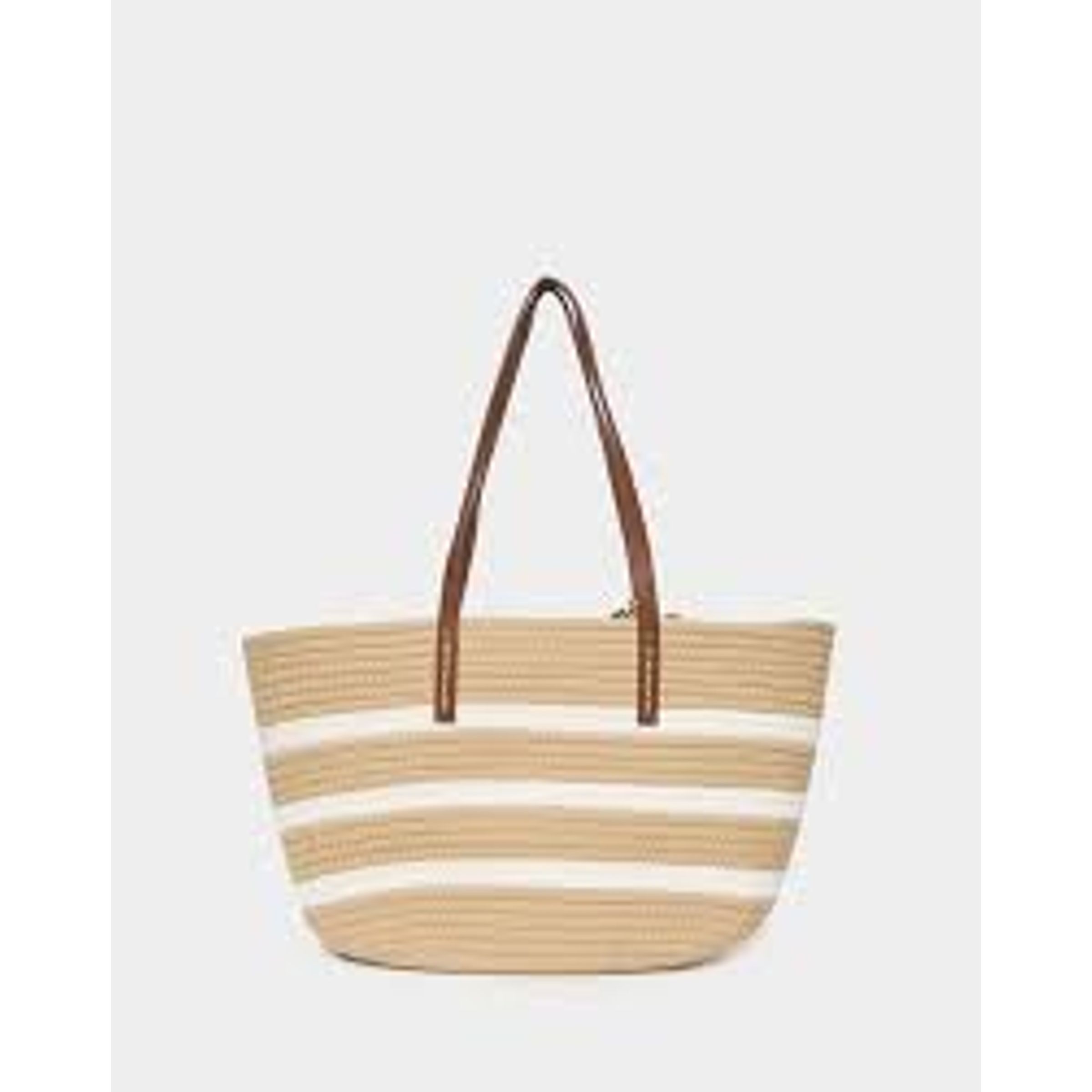 JUTE STRIPE HIP BAG W ROPE STRAP & COCONUT - ASST