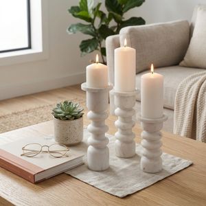 STONERIDGE SET OF 3 WHITE CANDLESTICK 12 (IN) 12
