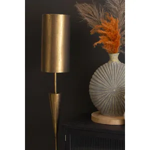 Antique Gold Floor Lamp with Metal Barrel Shades 3