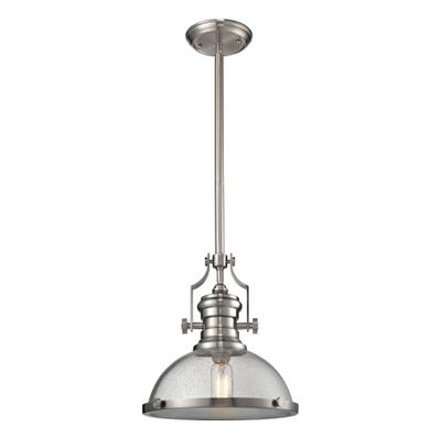 Chadwick 13″ Wide 1-Light Pendant - Satin Nickel with Clear