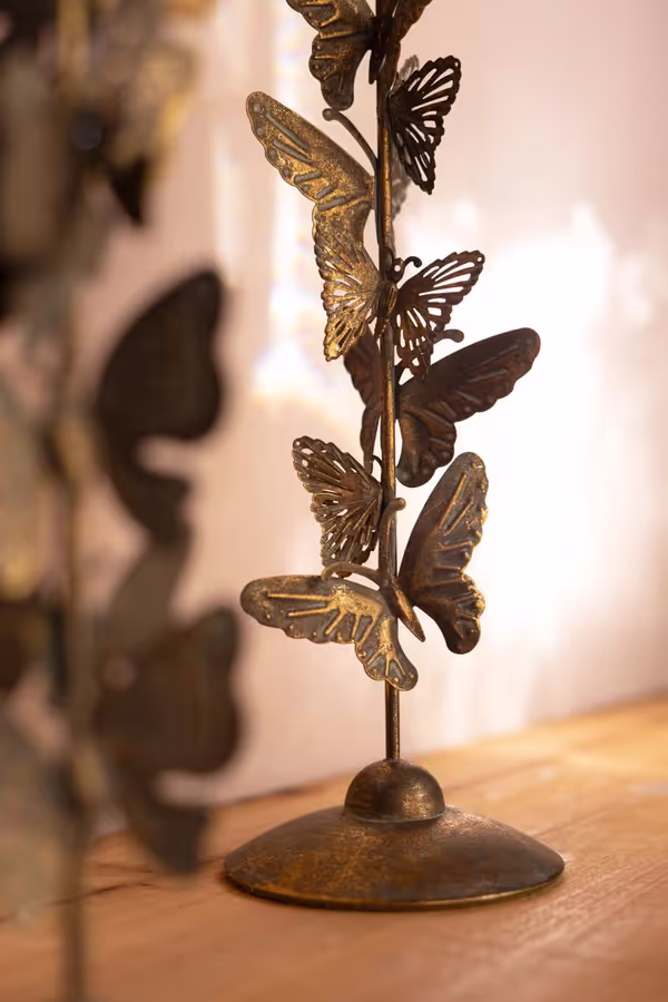 Set of 2 Butterflies Taper Candle Holders
