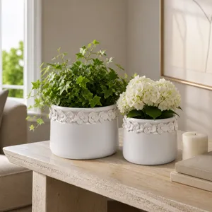 CROSBYGROVE SET OF 2 WHITE PLANTER 7 (IN) 12