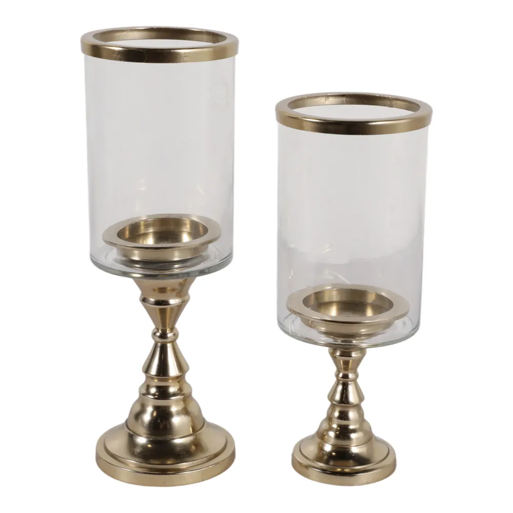 AIDENHAM SET OF 2 GOLD CANDLE HOLDER 13 (IN)
