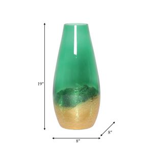 REEDMORE GREEN GLASS VASE 19 (IN) 9