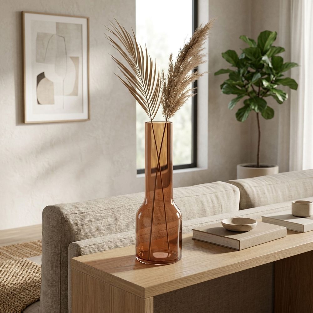 HOLLISBEACH BROWN GLASS VASE 16 (IN)