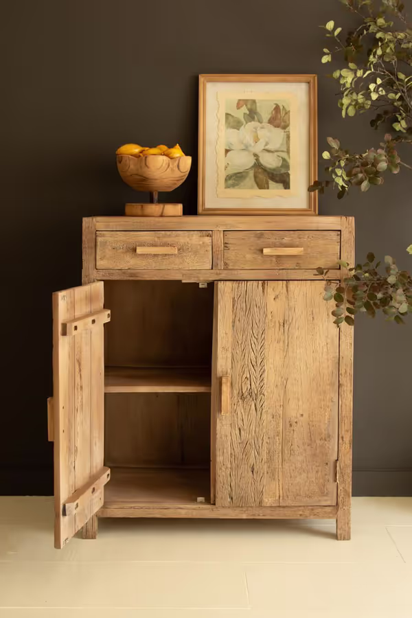 Reclaimed Wood Cabinet with Two Doors and Two Drawers