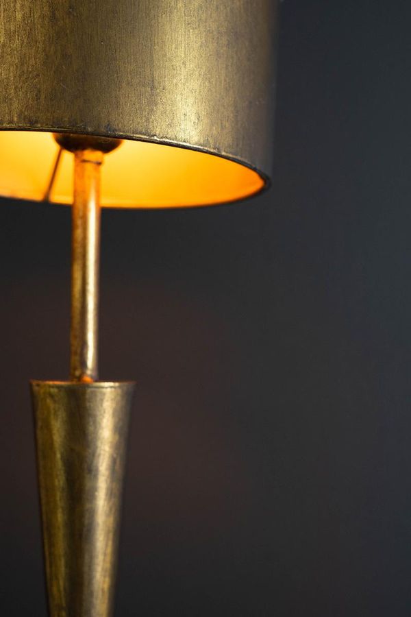 Antique Gold Floor Lamp with Metal Barrel Shades