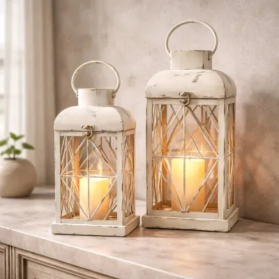 Cage Lanterns Set of 2 17in and 14inH