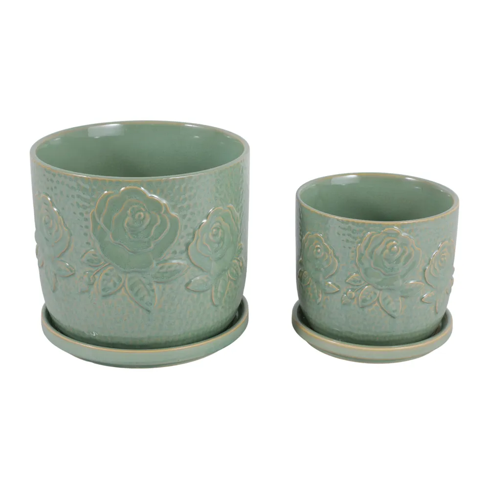 HOBARTGATE SET OF 2 GREEN PLANTER 7 (IN)