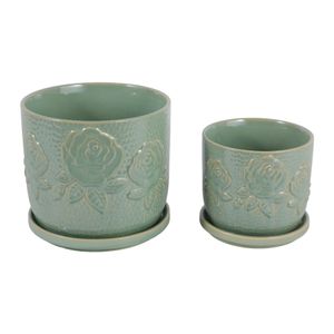 HOBARTGATE SET OF 2 GREEN PLANTER 7 (IN) 1