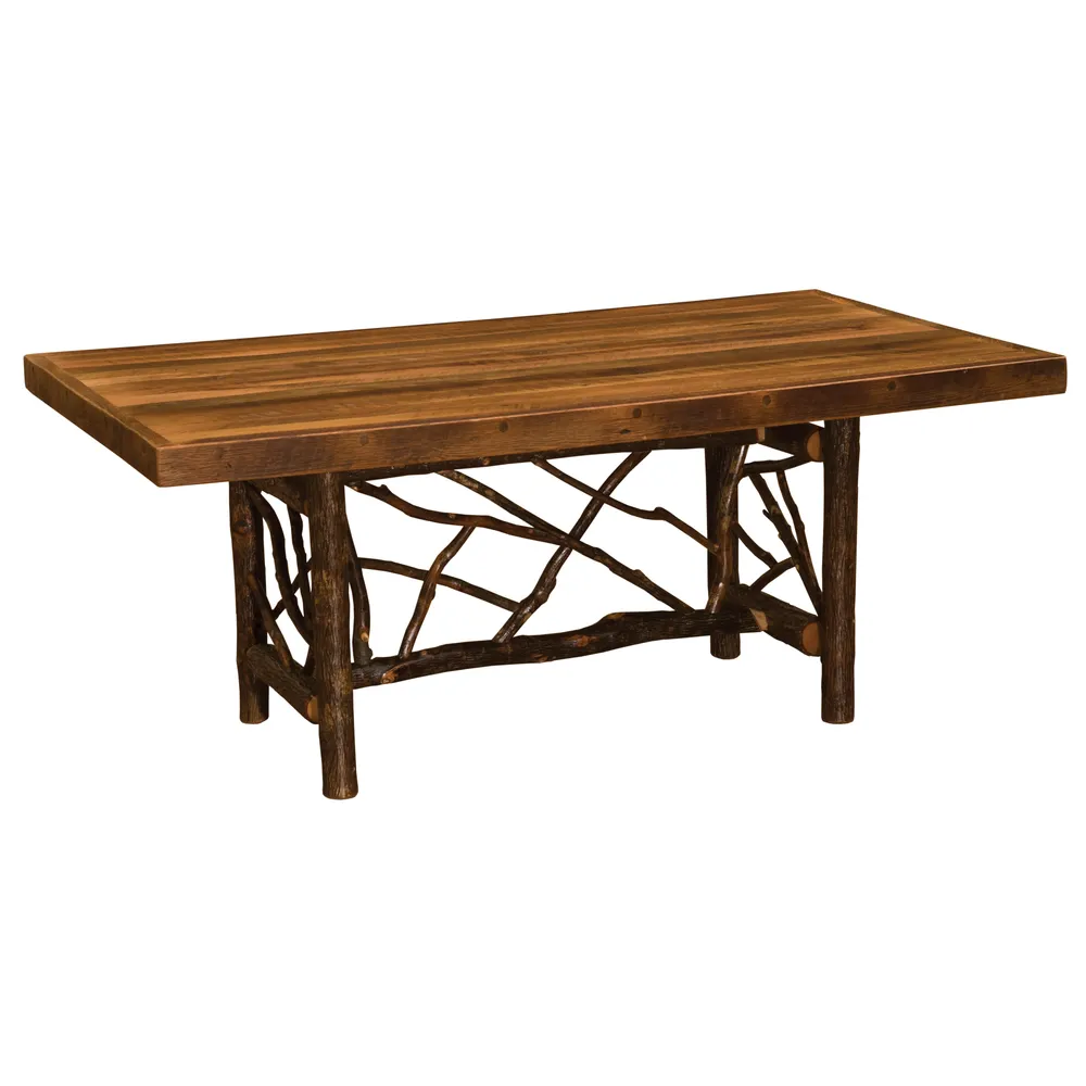 Appalachian Rectangle Twig Dining Table - 7-foot - Barnwood Artisan Top