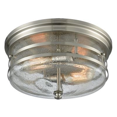 Port O'Connor 14″ Wide 2-Light Flush Mount - Satin Nickel