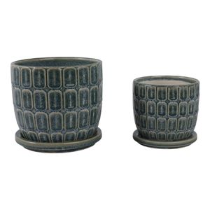 LEONAHAM SET OF 2 BLUE PLANTER 7 (IN) 4