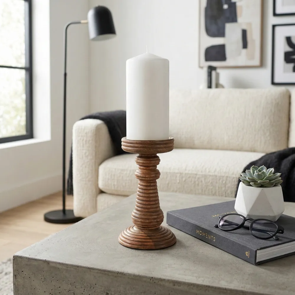 HACKETTRIDGE BROWN CANDLE HOLDER 8 (IN)