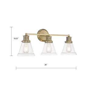 Alden 26'' Wide 3-Light Vanity Light - Antique Brass 2