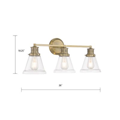Alden 26″ Wide 3-Light Vanity Light - Antique Brass