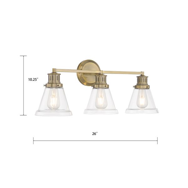Alden 26'' Wide 3-Light Vanity Light - Antique Brass