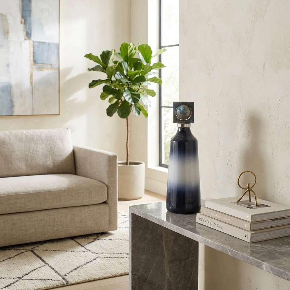 HADLEYHAM BLUE GLASS VASE 18 (IN)