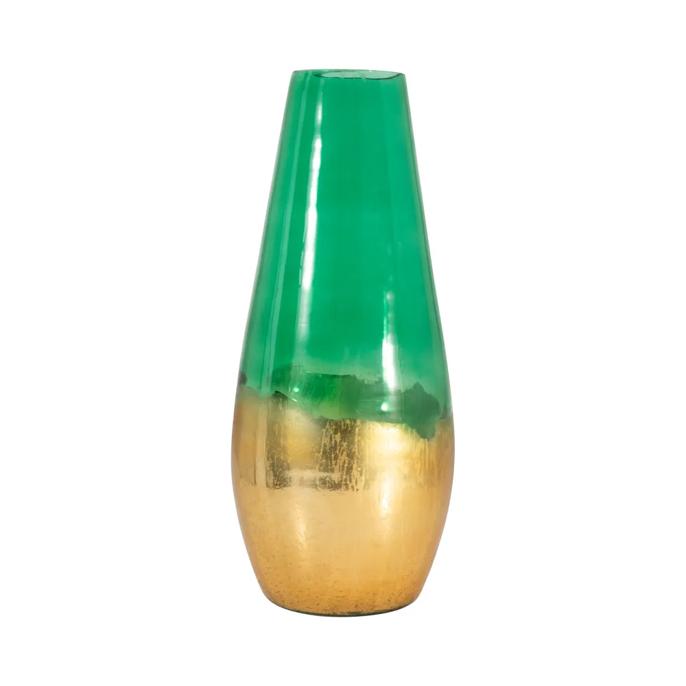 REEDMORE GREEN GLASS VASE 19 (IN)