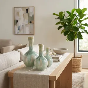 AVAGROVE SET OF 3 GREEN VASES 14 (IN) 11