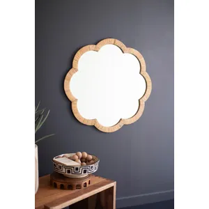 Cane Wrapped Flower Shaped Framed Mirror 3