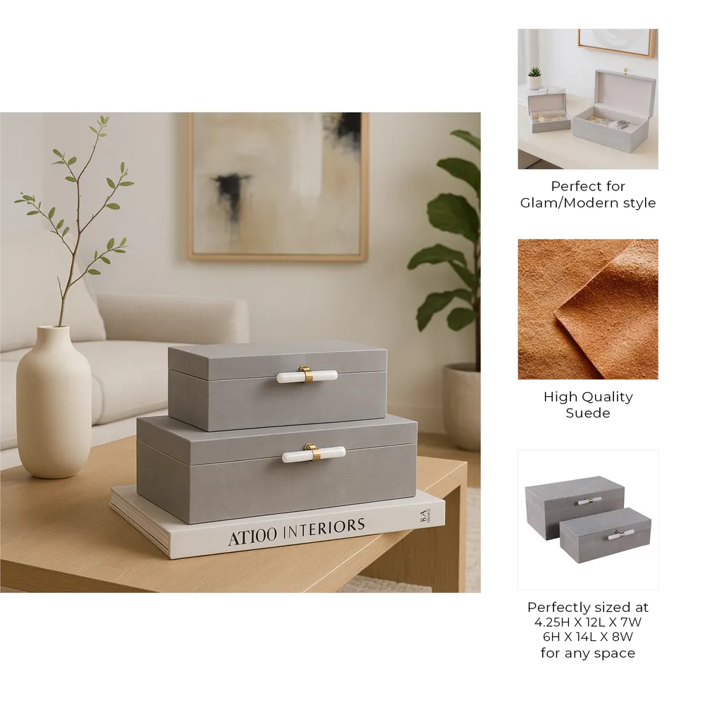 HARPERVIEW SET OF 2 GRAY BOXES 7 (IN)