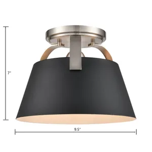 Jepson 9.5'' Wide 1-Light Semi Flush Mount - Matte Black 3