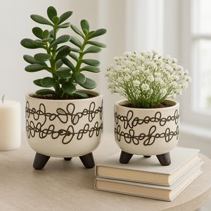 MASONLEY SET OF 2 IVORY PLANTER 7 (IN) 2