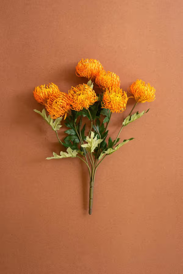 Artificial Orange Pincushion Protea