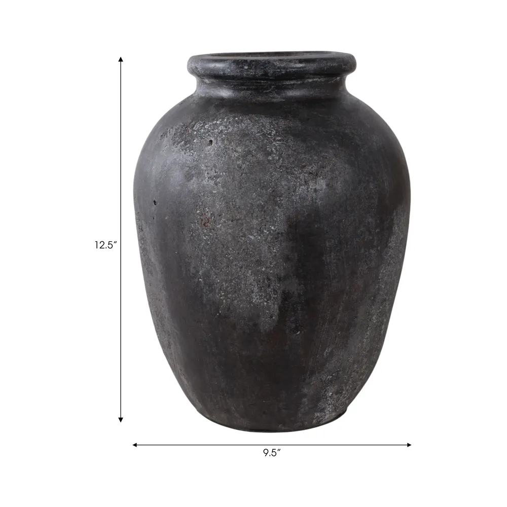 DUNCANRUN BLACK VASE 12 (IN)