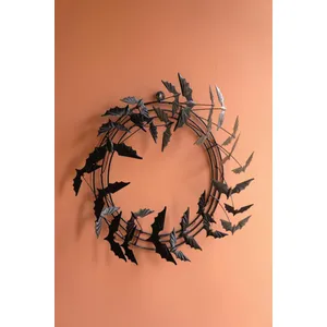 Black Metal Flying Bat Halloween Wreath 3