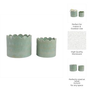 MORGANWIND SET OF 2 GREEN PLANTER 10 (IN) 9
