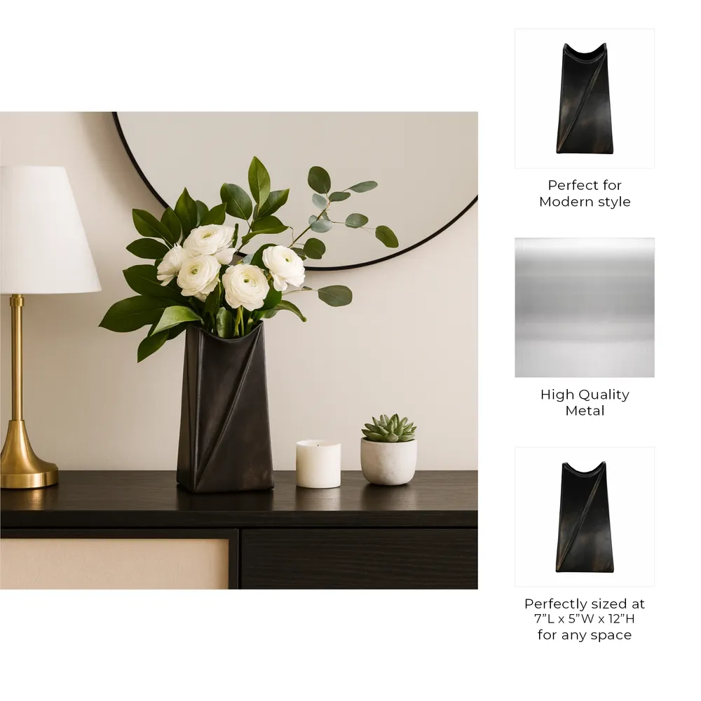 VERABROOK GRAY VASE 12 (IN)