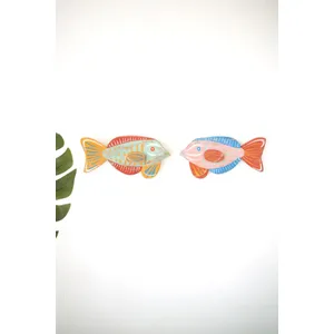 Set of 2 Colorful Wood Fish Wall Plaques 2