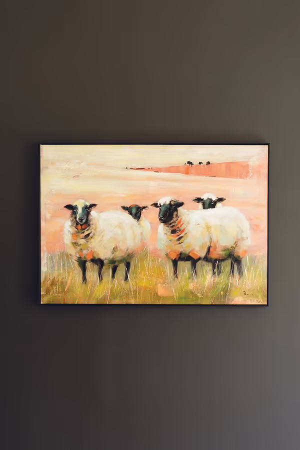 Framed Sheep Painting
