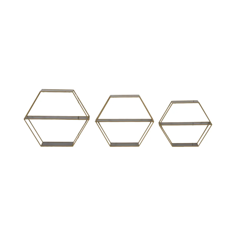 KEATONWOOD SET OF 3 GOLD WALL SHELF 22 (IN)