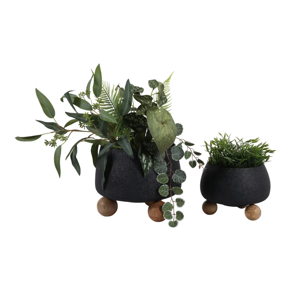 ALBAFIELD SET OF 2 BLACK PLANTER 9 (IN)