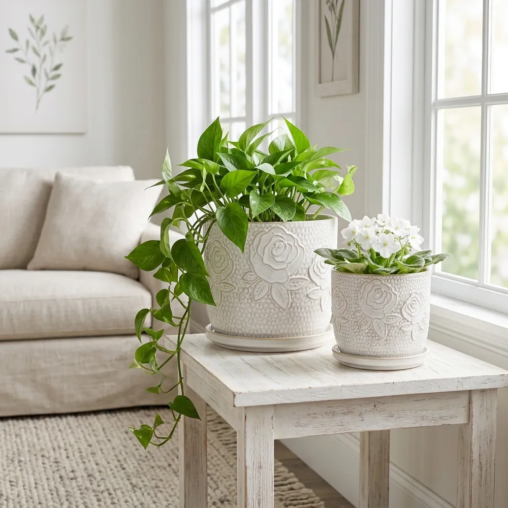 HOBARTGATE SET OF 2 IVORY PLANTER 7 (IN)