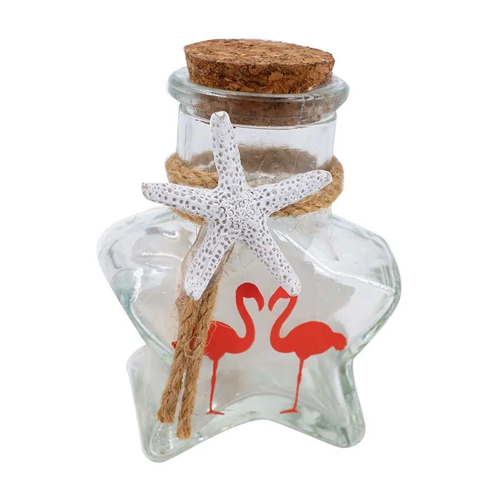 3" BOTTLE WITH WHITE STARFISH/SHELLS