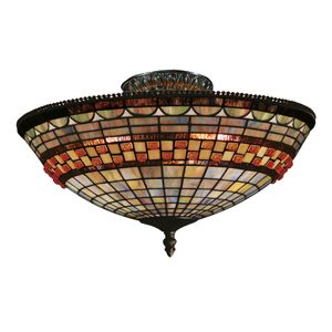 Jewelstone 16'' Wide 3-Light Semi Flush Mount - Classic Bronze 1