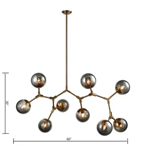 Synapse 60'' Wide 9-Light Linear Chandelier - Aged Brass 2